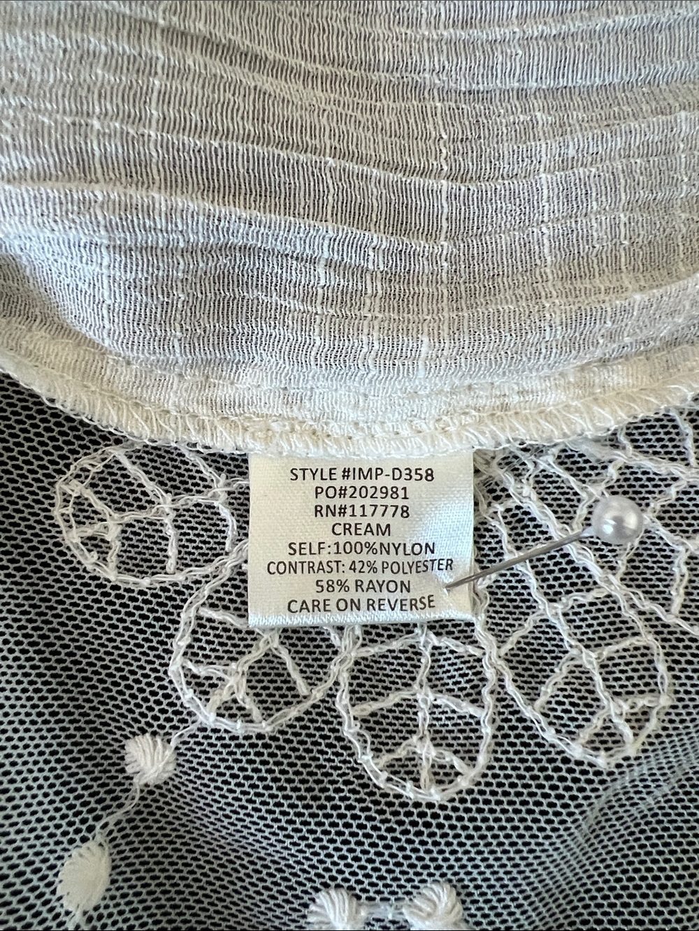 Lovestitch Sheer Lace-Trim Top in Ivory w/ bell sleeves - Picture 13 of 15